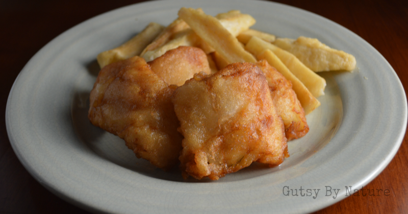 Gluten free beer battered fish and chips recipe (dairy free, low FODMAP)