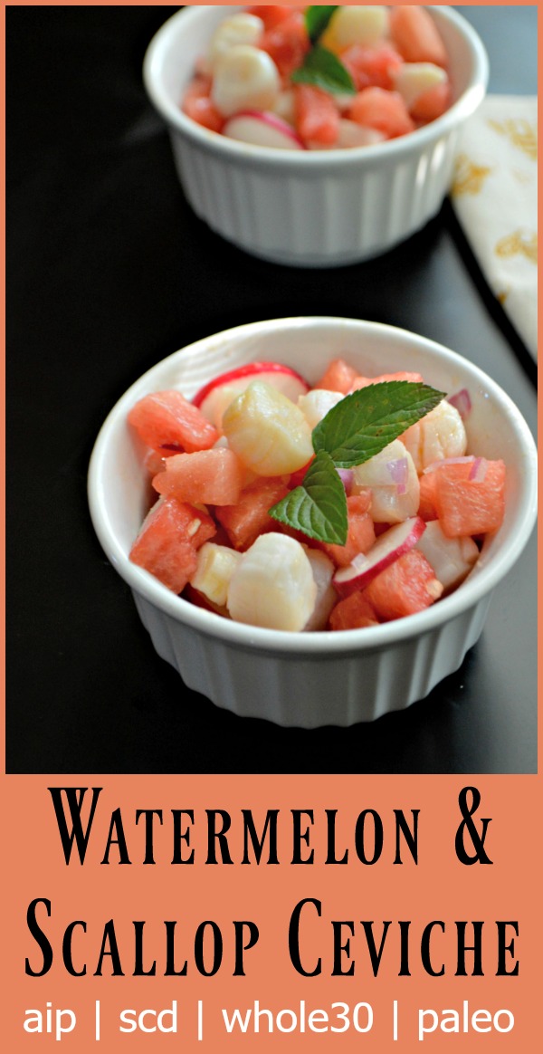 Watermelon and Scallop Ceviche (AIP, SCD) - Gutsy By Nature