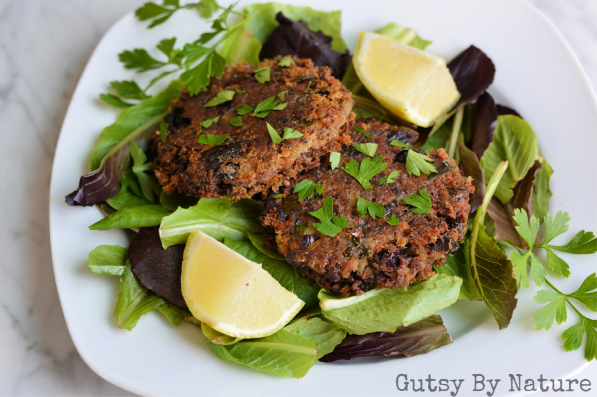 Zucchini Feta Cakes with Harissa Tzatziki - Dishing Out Health