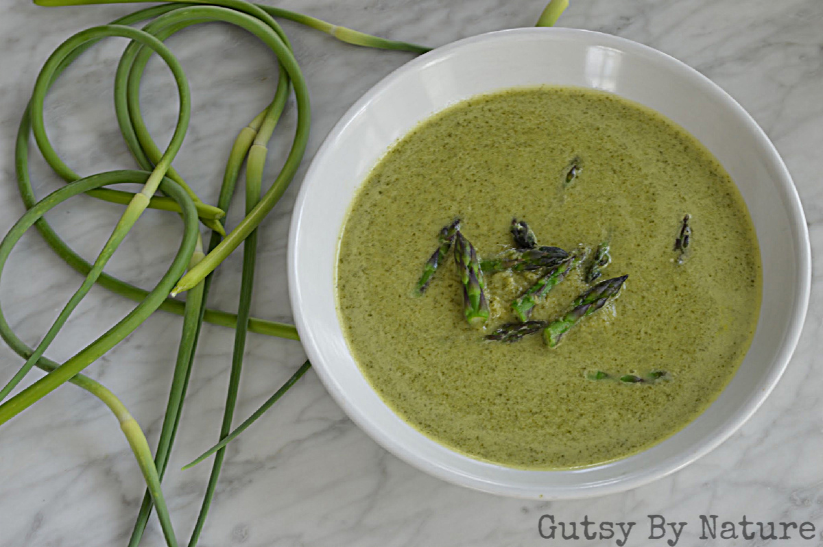 asparagus and garlic scape soup