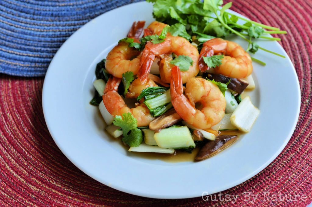 Lemon Garlic Bok Choy & Mushrooms with Shrimp (AIP, SCD) - Gutsy By Nature