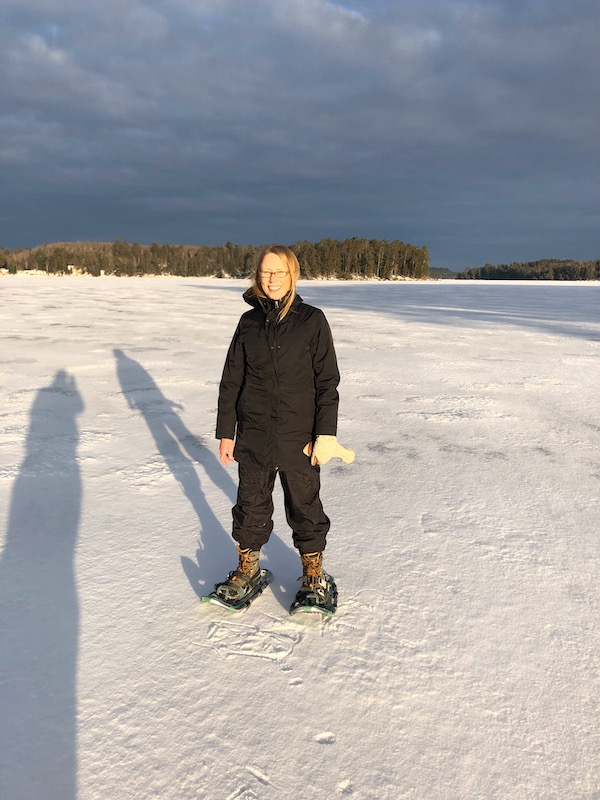 Snowshoeing on a frozen Two Sisters Lake, January 2019